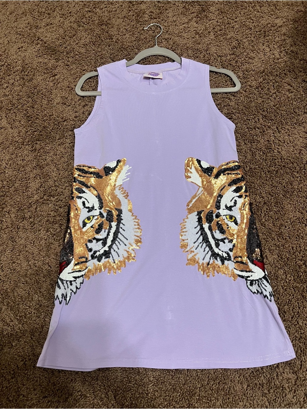 Sparkle City Lavender Sequin Tiger Sleeveless Dress XS great condition - Picture 3 of 6